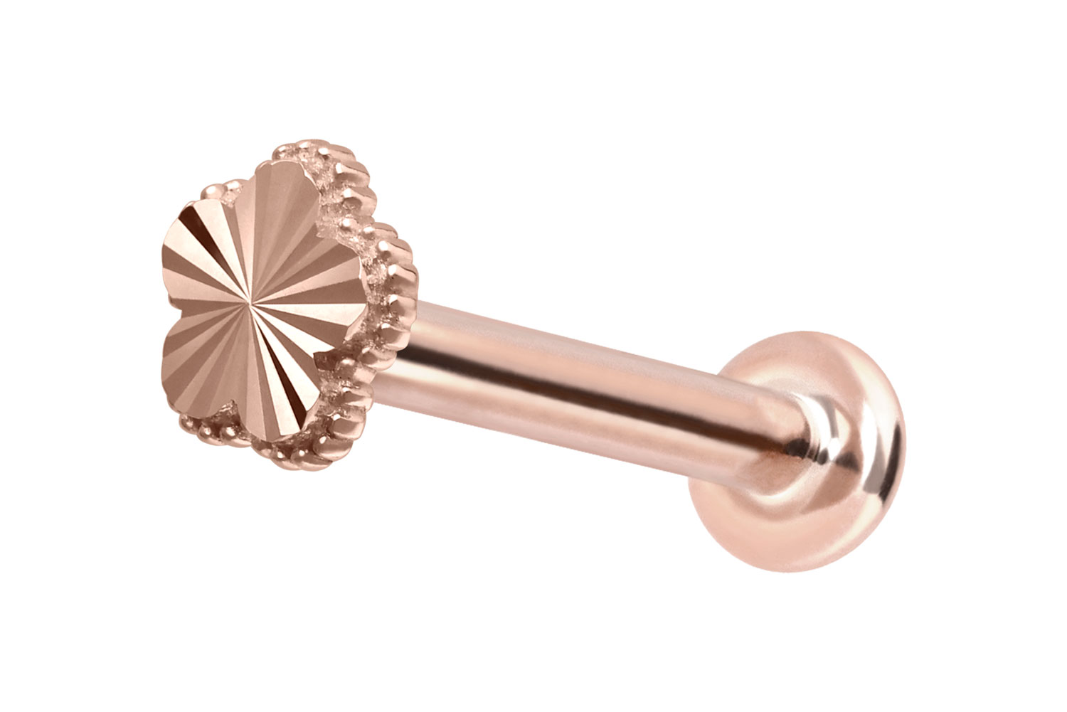 14 Karat Gold Labret Piercing mit Push Fit BLUME